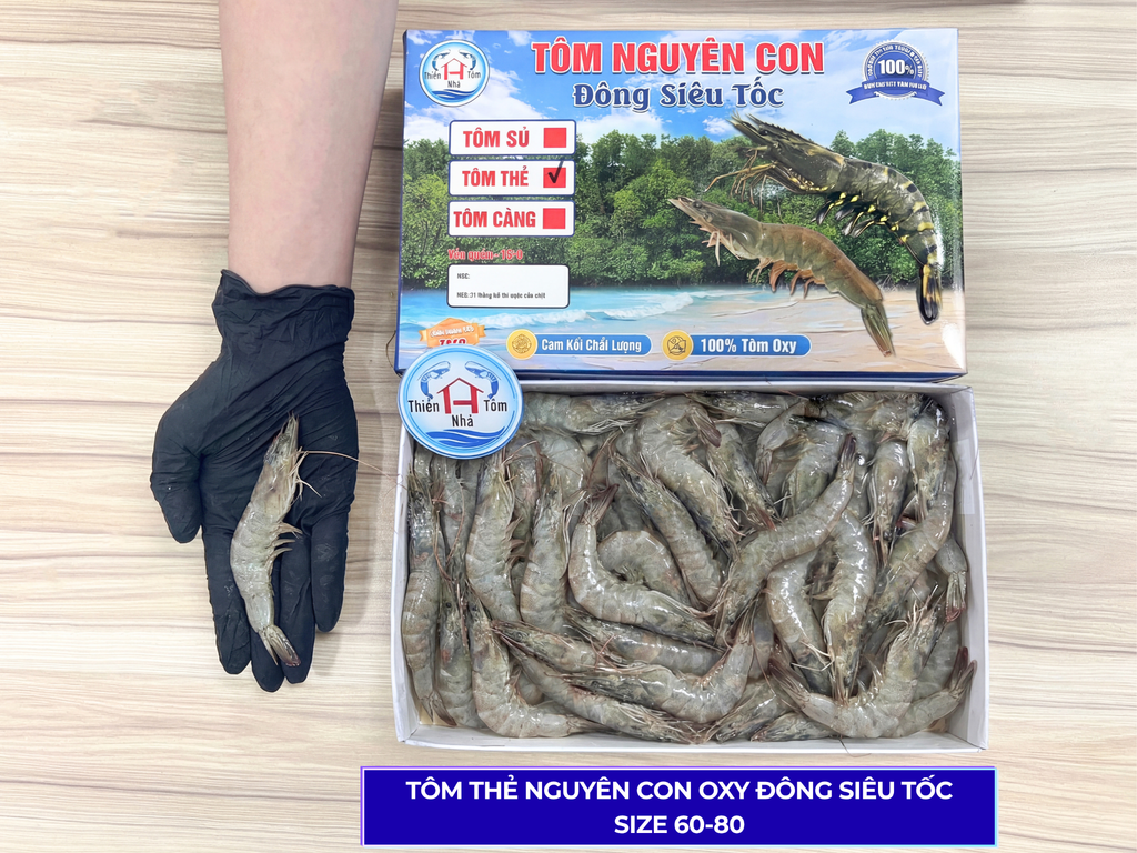  Tôm Thẻ Nguyên Con Đông Siêu Tốc hộp 1kg 