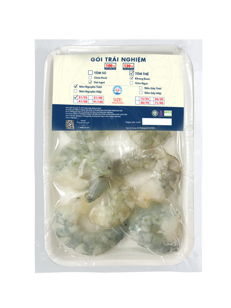  Tôm Thẻ Lột Nõn (Dai-Ngọt) Khay 120G 