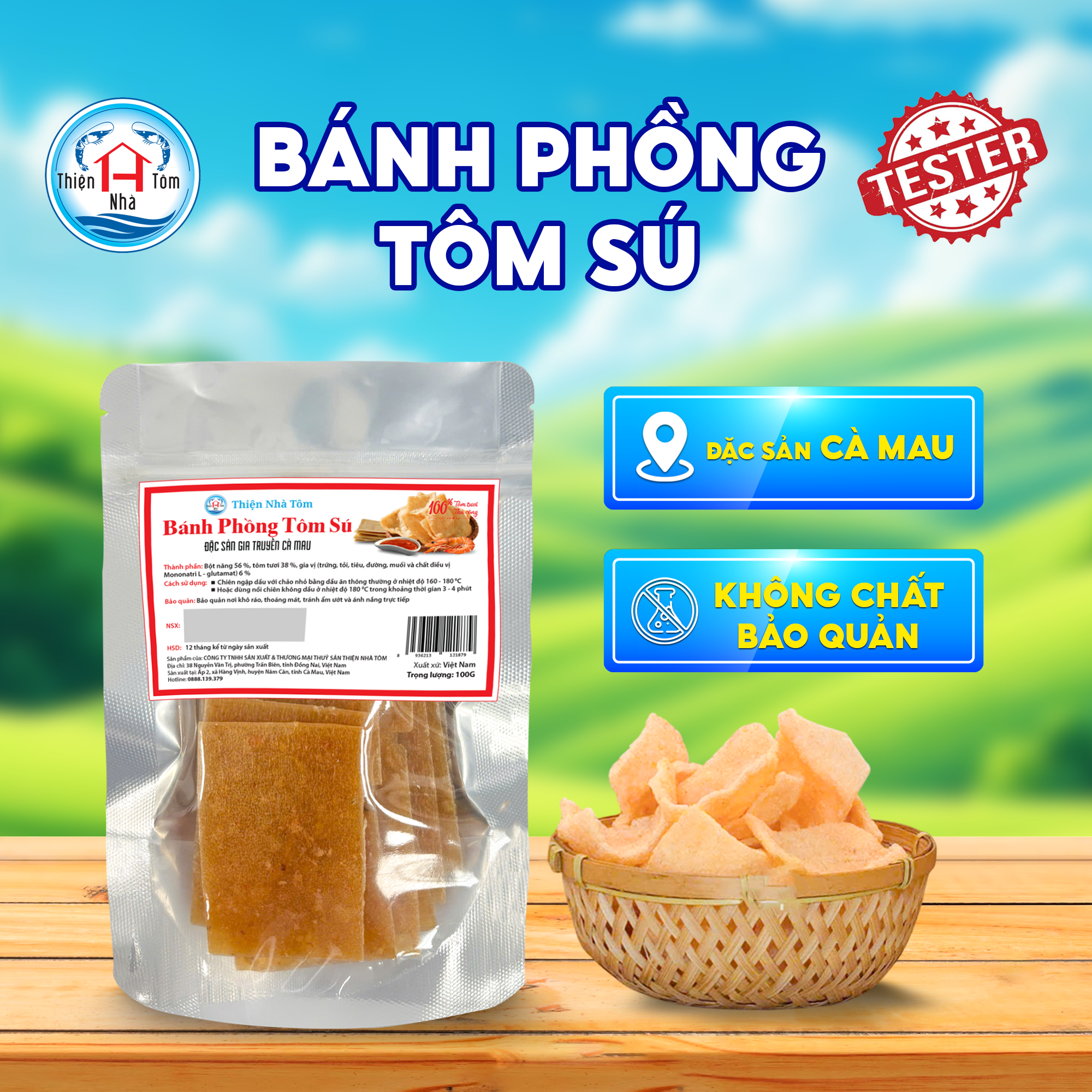  Bánh Phồng Tôm Sú Túi 100G 