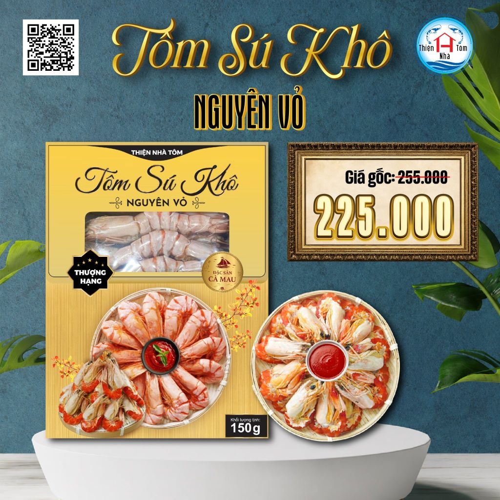  Tôm Sú Khô Nguyên Vỏ Thượng Hạng 