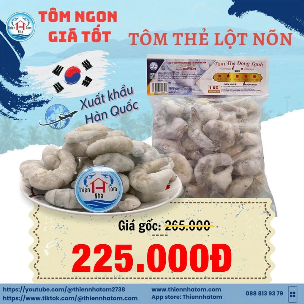  Tôm Thẻ Lột Nõn(Giòn-Ngọt) Túi 1kg 