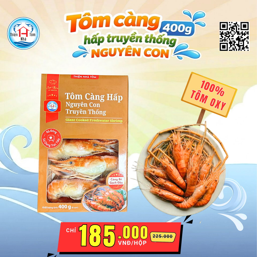  Tôm Càng Hấp Nguyên Con Cao Cấp - Hộp 400G 
