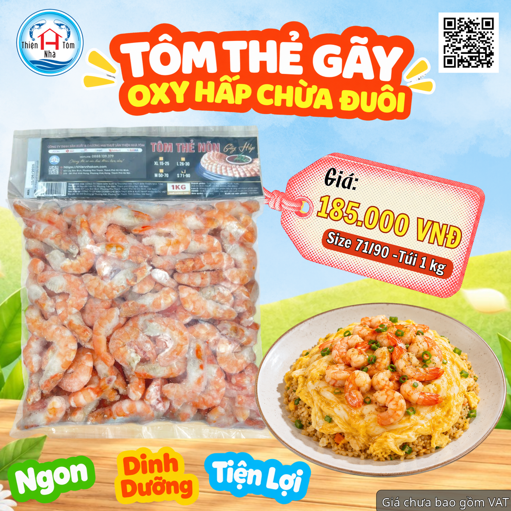  Tôm Thẻ Gãy Oxy Hấp Chừa Đuôi - Vị Dai Ngọt 