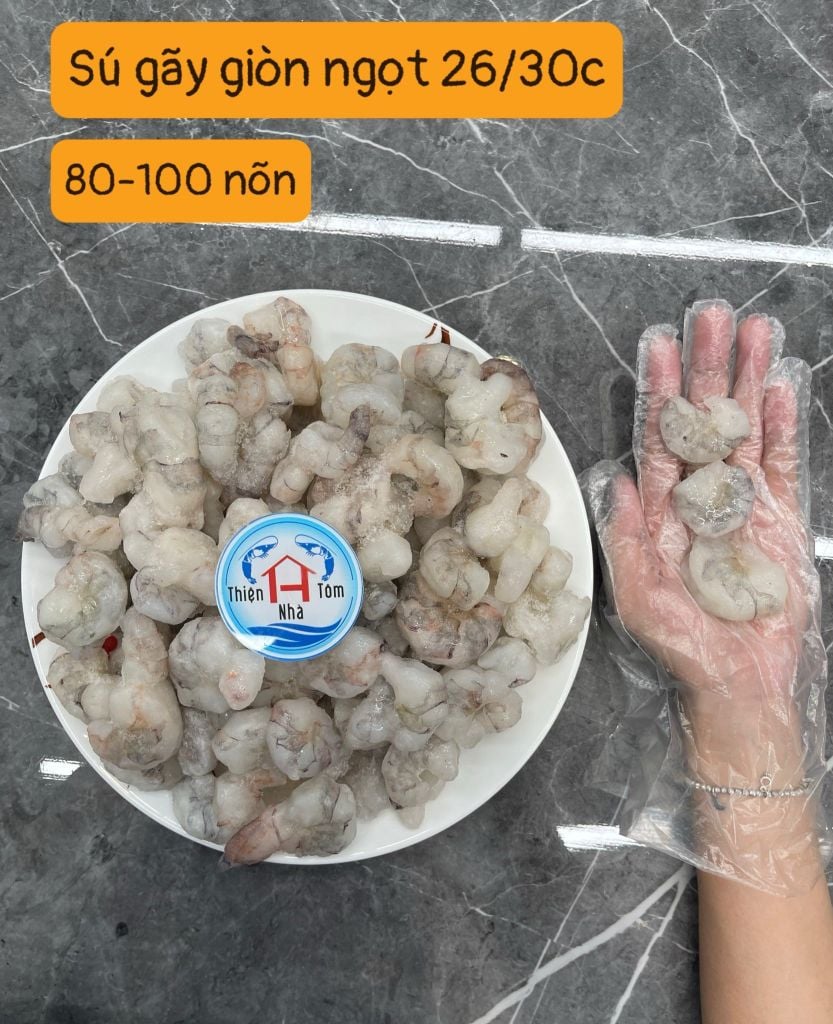  Tôm Sú Nõn Gãy (Vị Giòn - Ngọt)  - Thùng 10Kg 