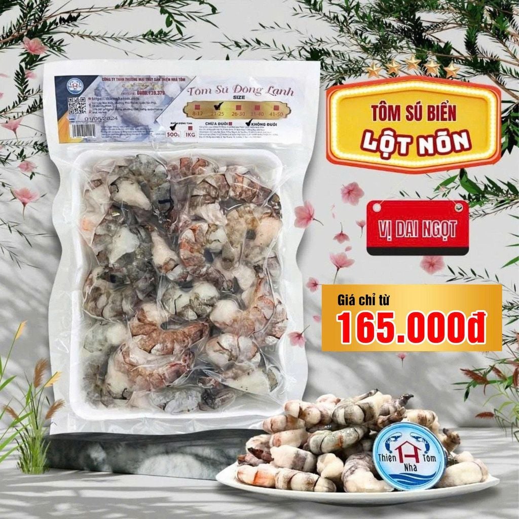  Tôm Sú Biển Lột Nõn (Dai-Ngọt) Khay 500G 