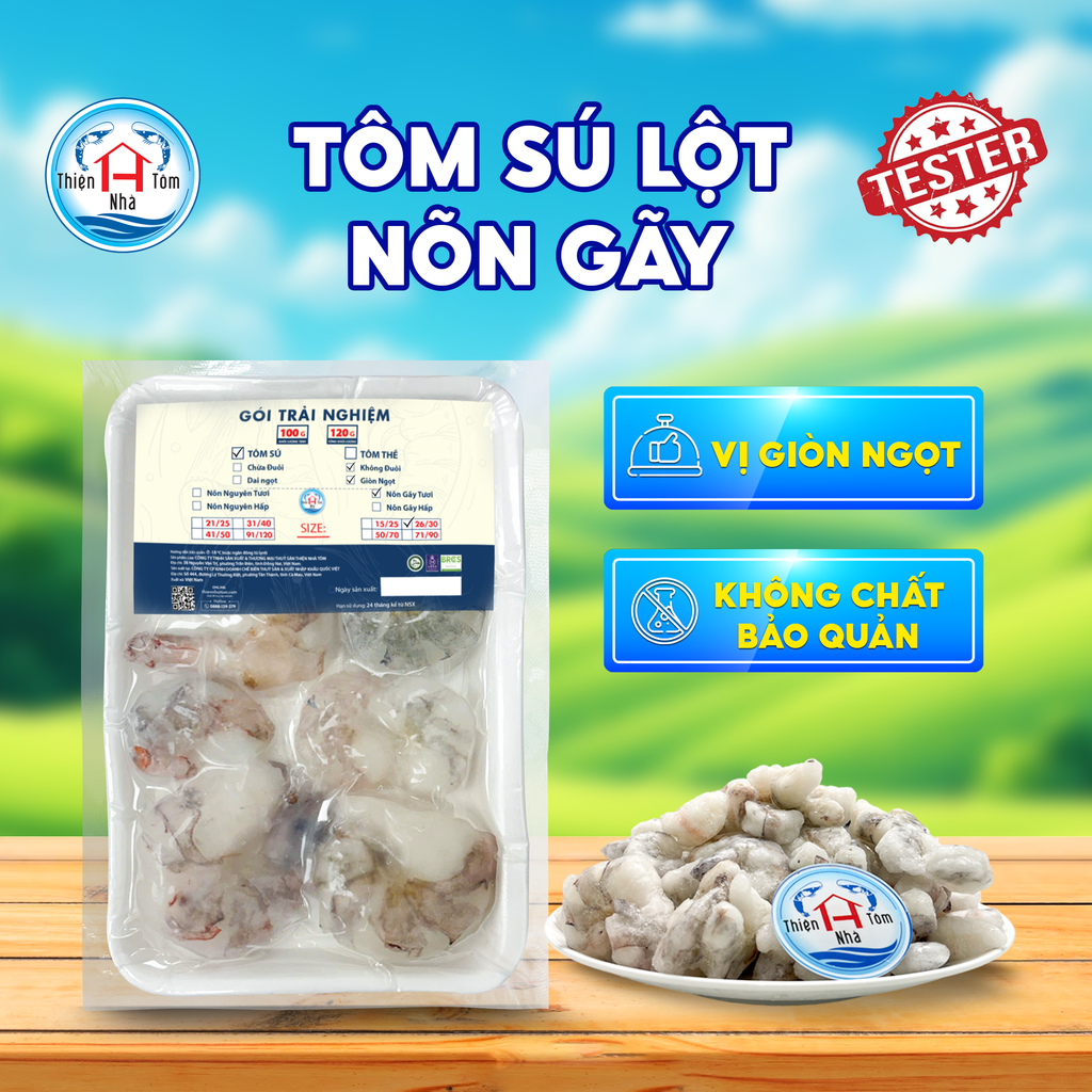  Tôm Sú Nõn Gãy (Giòn - Ngọt) Khay 120G 