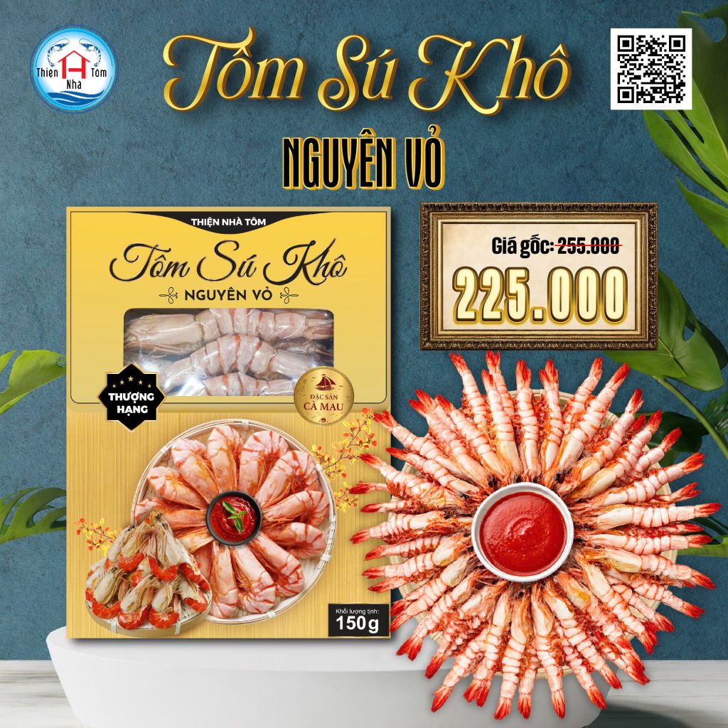  Tôm Sú Khô Nguyên Vỏ Thượng Hạng 