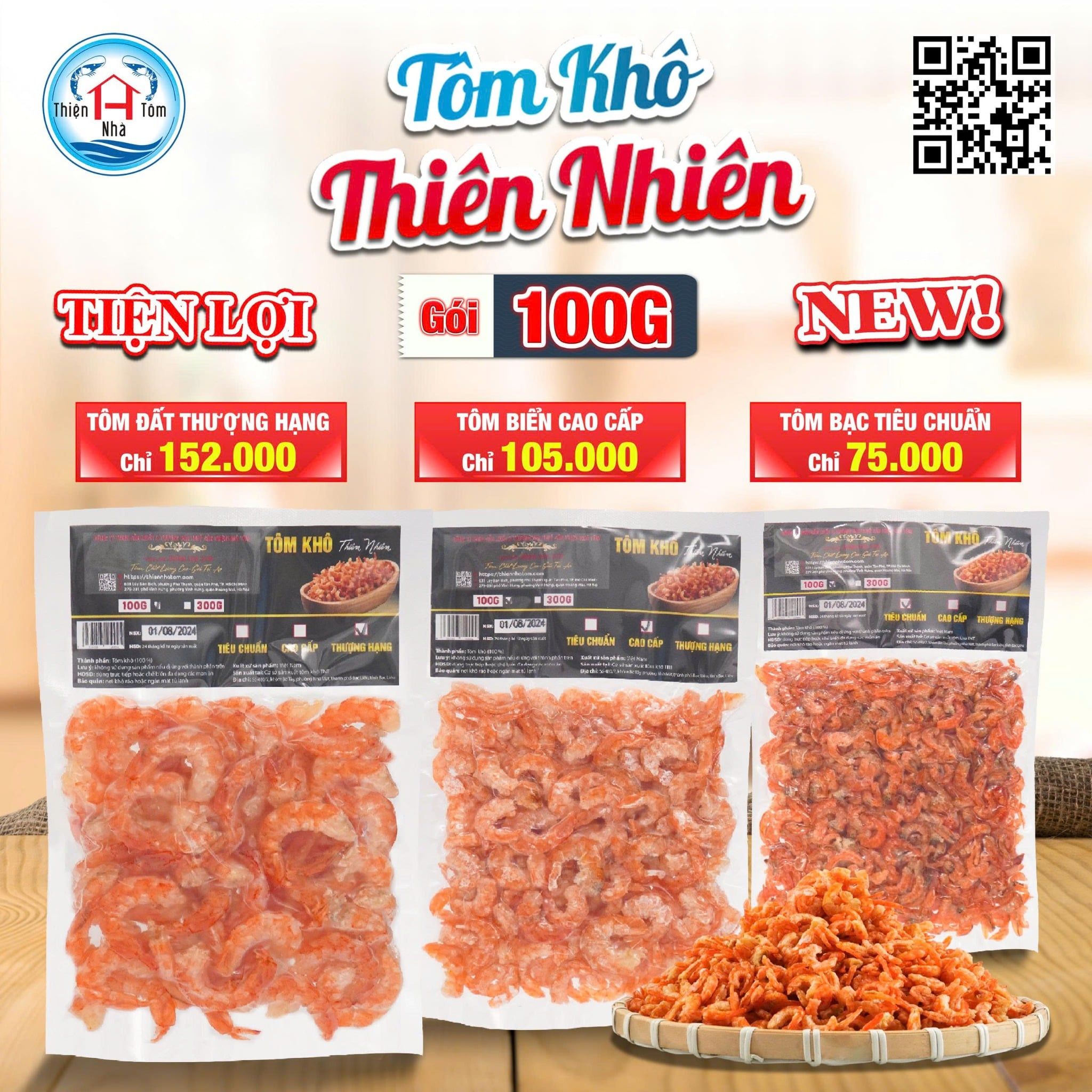  Tôm Khô Thiên Nhiên Túi 100-300Gr 