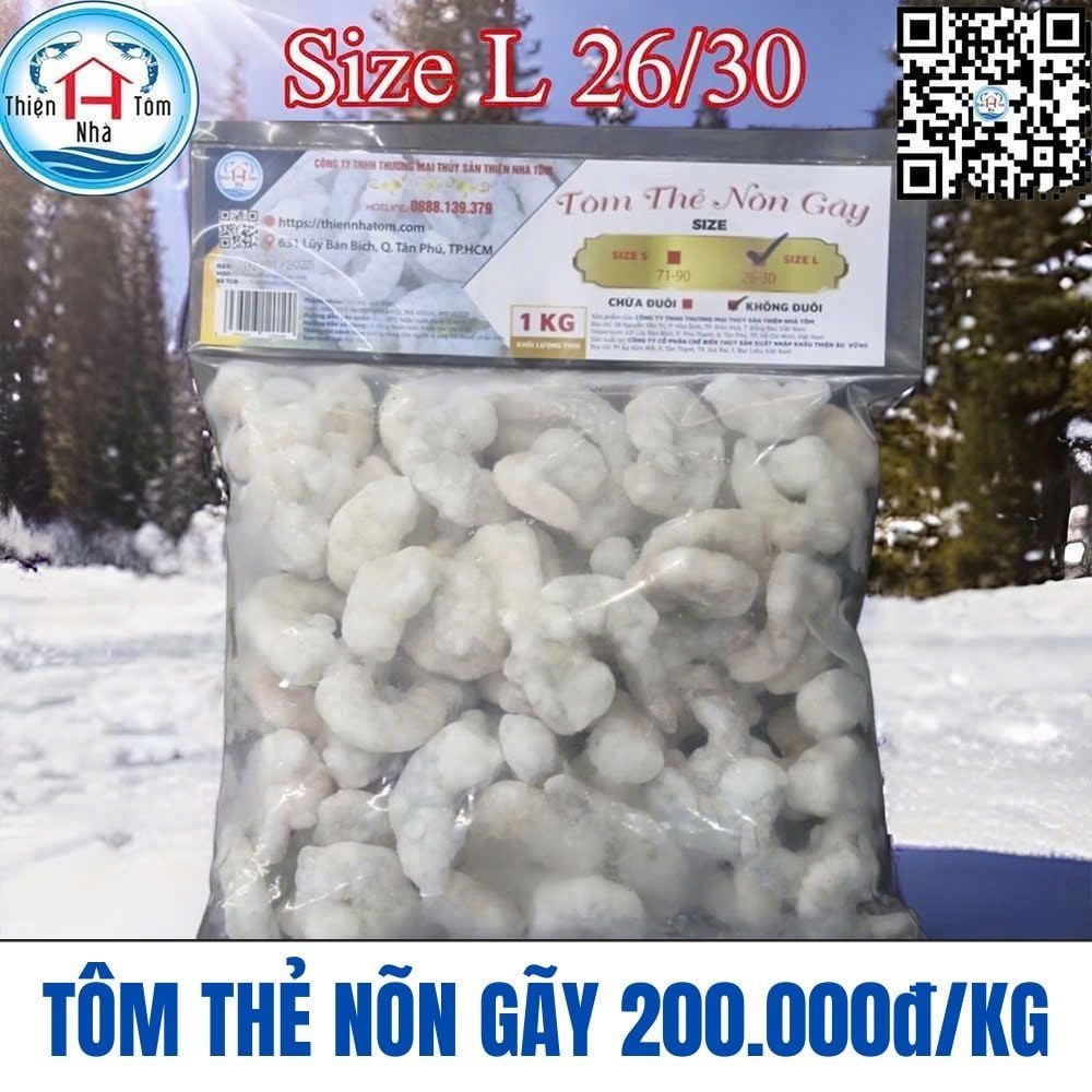  Tôm Thẻ Nõn Gãy (Vị Giòn - Ngọt) - Túi 1kg 