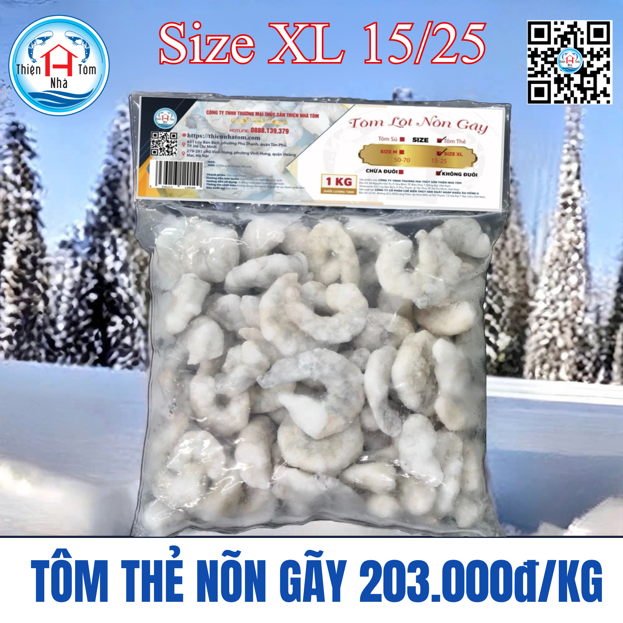  Tôm Thẻ Nõn Gãy (Vị Giòn - Ngọt) - Túi 1kg 