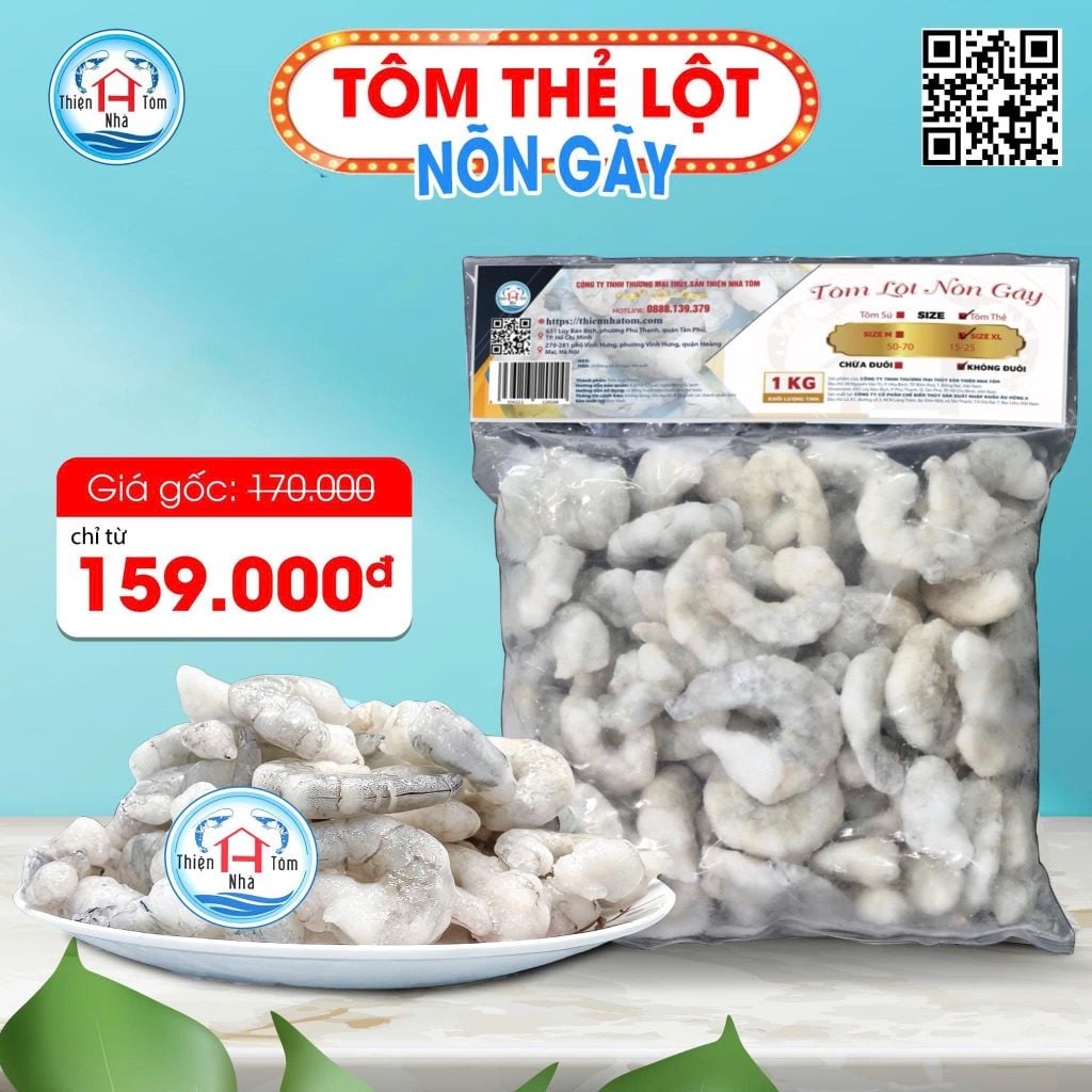  Tôm Thẻ Nõn Gãy (Vị Giòn - Ngọt) - Túi 1kg 