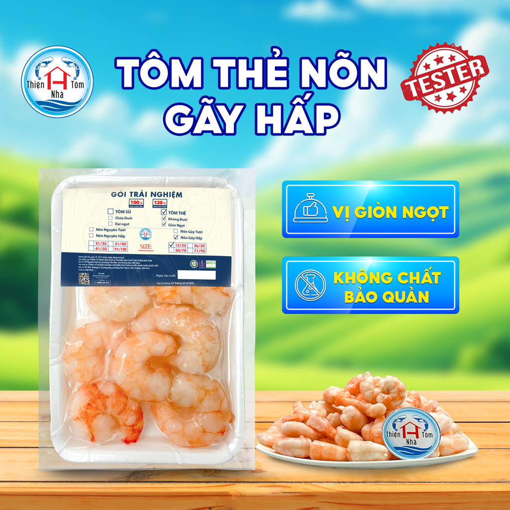  Tôm Thẻ Nõn Gãy Hấp (Giòn - Ngọt) Khay 120G 