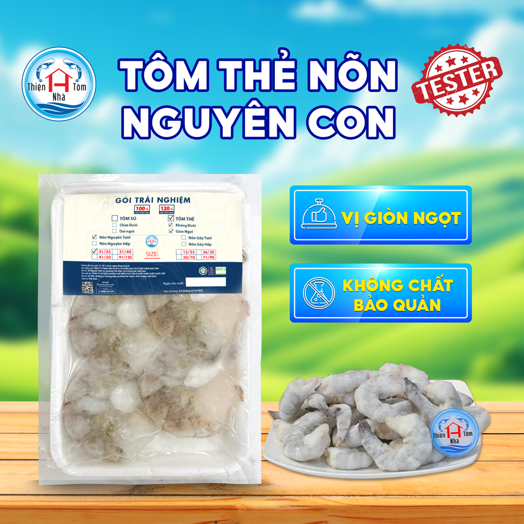 Tôm Thẻ Lột Nõn (Giòn - Ngọt) Khay 120G 