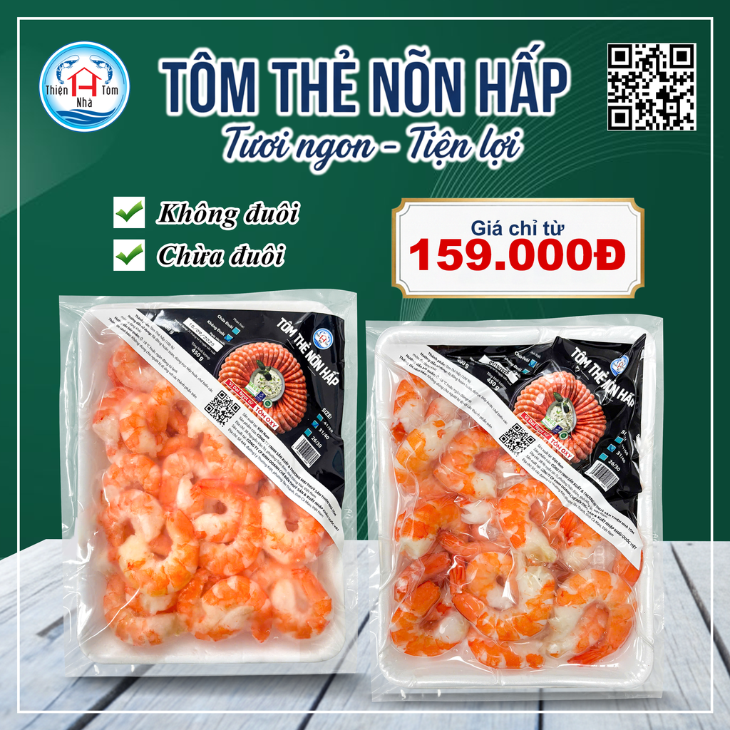  Tôm Thẻ Nõn Oxy Hấp Khay 450G (Dai-Ngọt) 