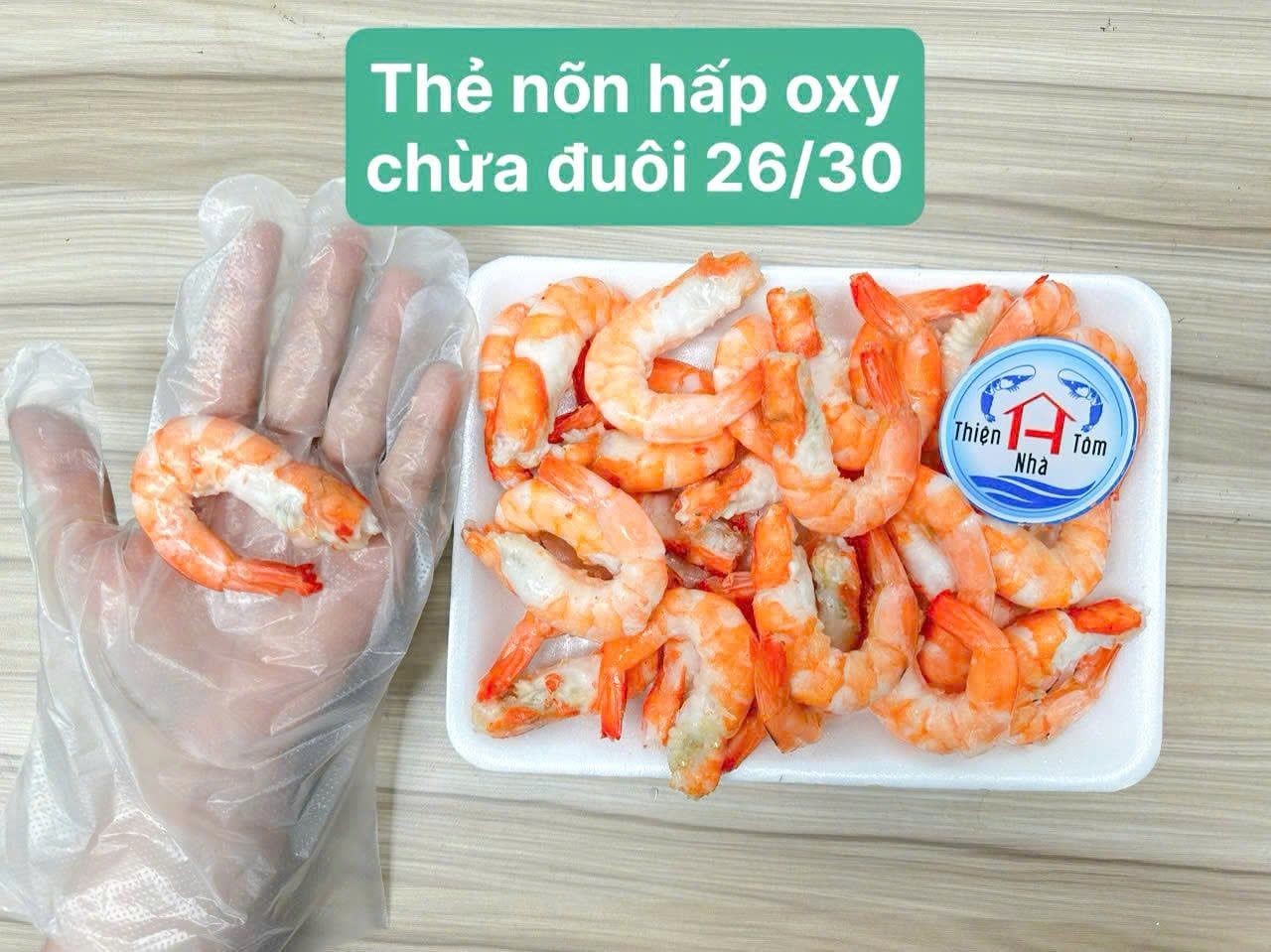  Tôm Thẻ Nõn Oxy Hấp Dai-Ngọt - THÙNG 9KG (NET 8KG - 20 KHAY 450G) 