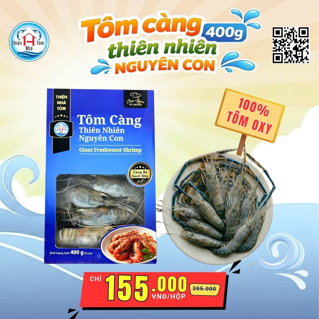  Tôm Càng Thiên Nhiên Nguyên Con Cao Cấp - Hộp 400G 