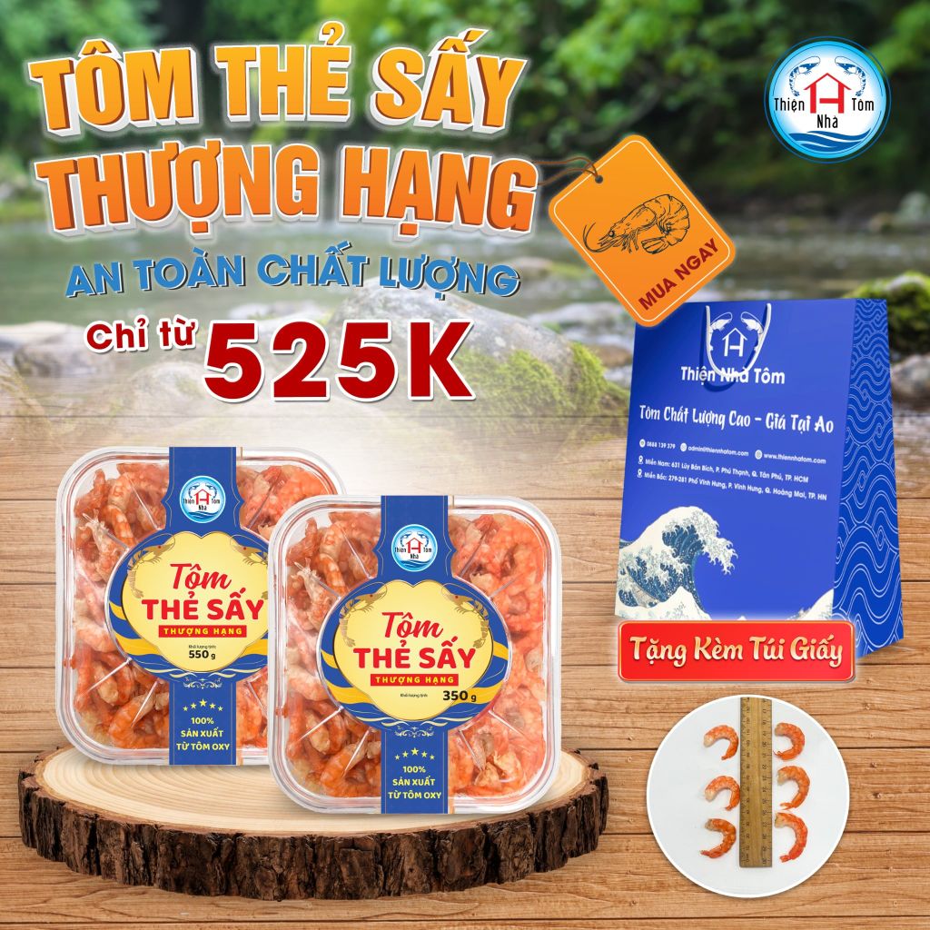  Tôm Thẻ Sấy Thượng Hạng - Hộp 