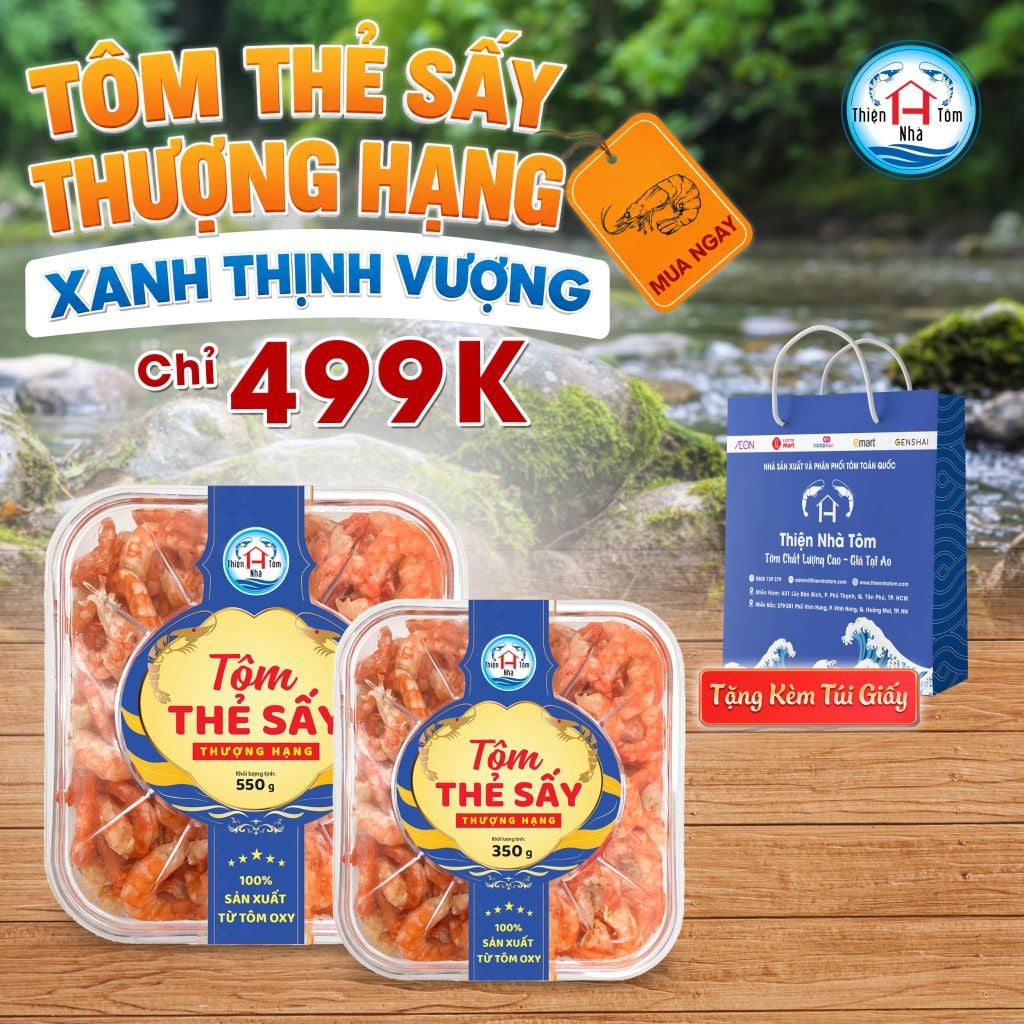  Tôm Thẻ Sấy Thượng Hạng Xanh Thịnh Vượng - Hộp 