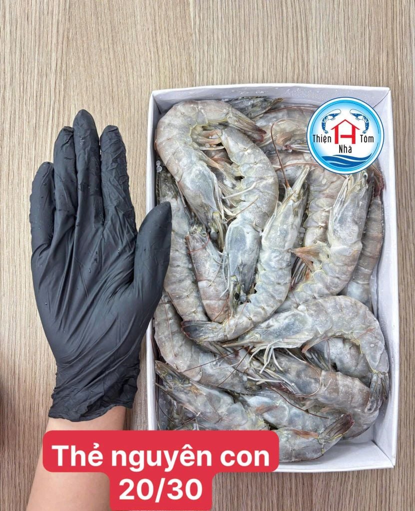  Tôm Thẻ Nguyên Con Đông Siêu Tốc hộp 1kg 