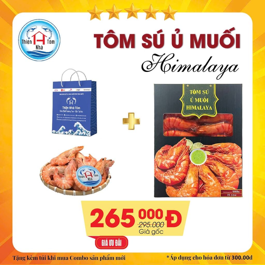  Tôm Sú Ủ Muối Himalaya hộp 500G 