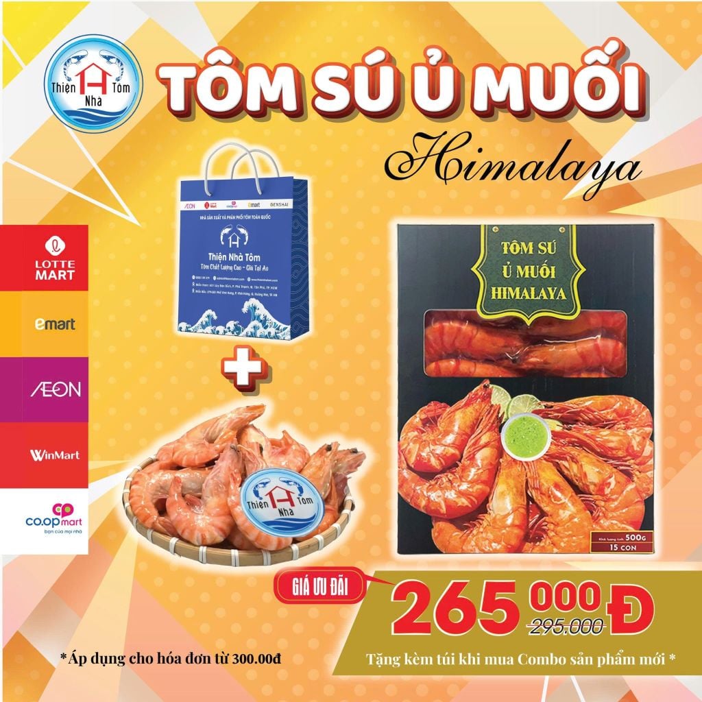  Tôm Sú Ủ Muối Himalaya hộp 500G 