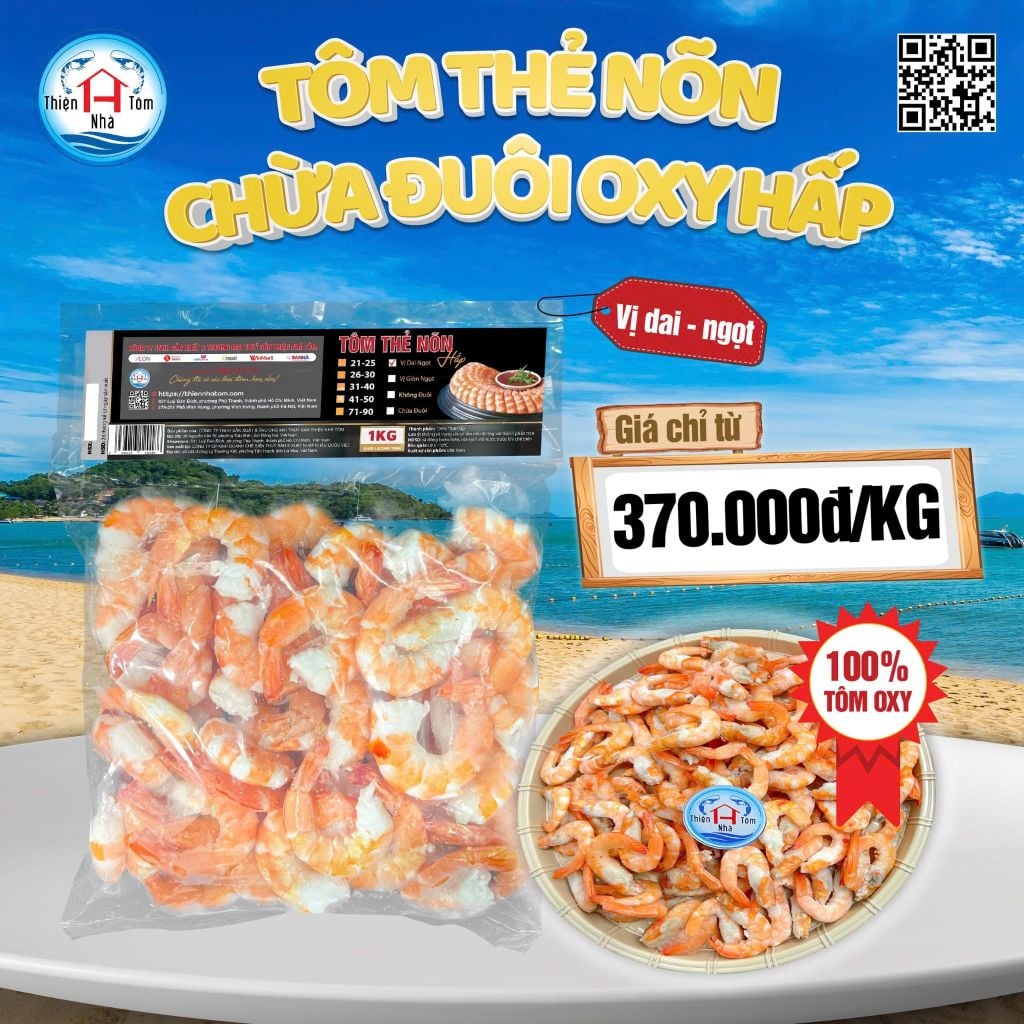  Tôm Thẻ Nõn Oxy Hấp Chừa Đuôi - Túi 1Kg 