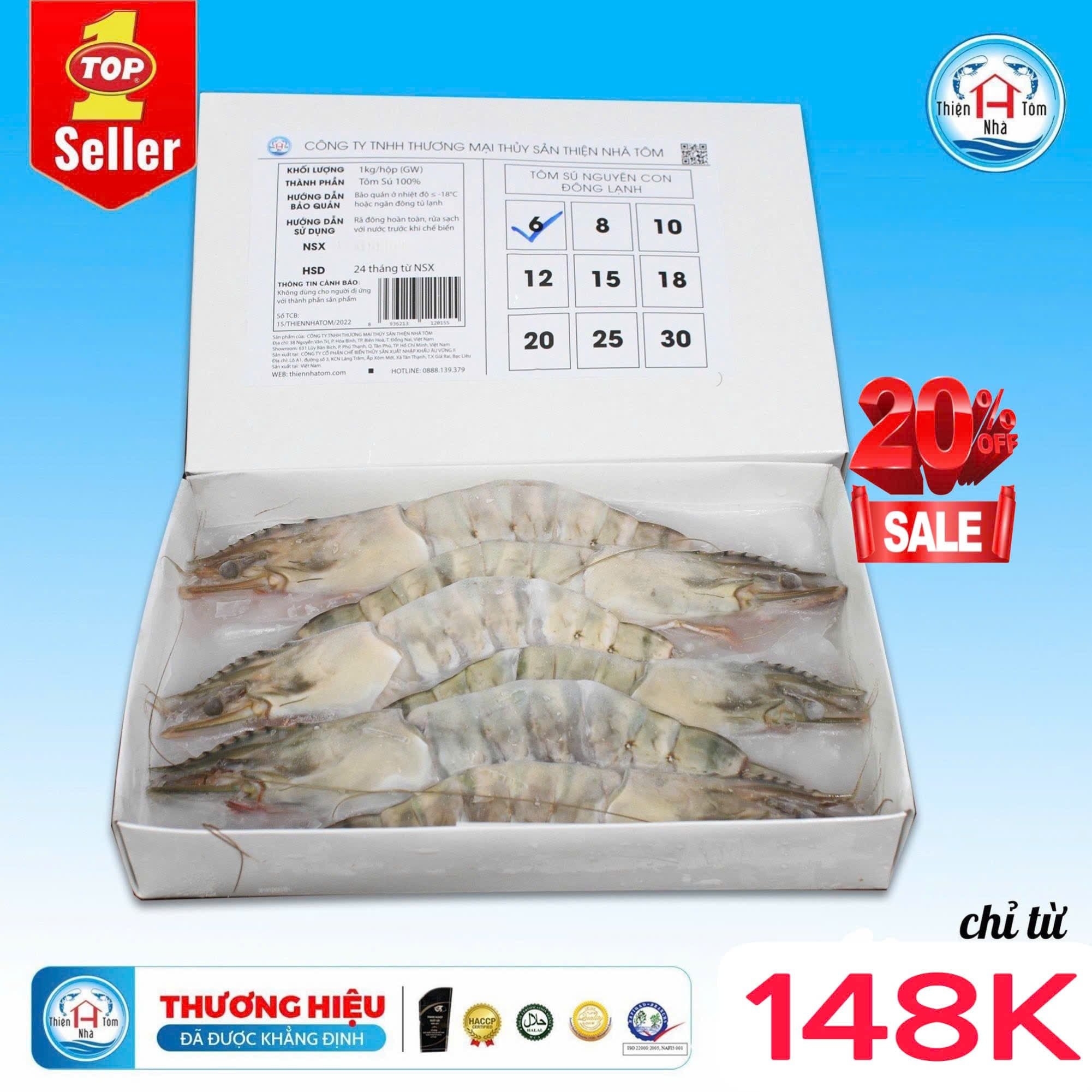  Tôm Sú Đông Siêu Tốc Hộp Vừa FS 