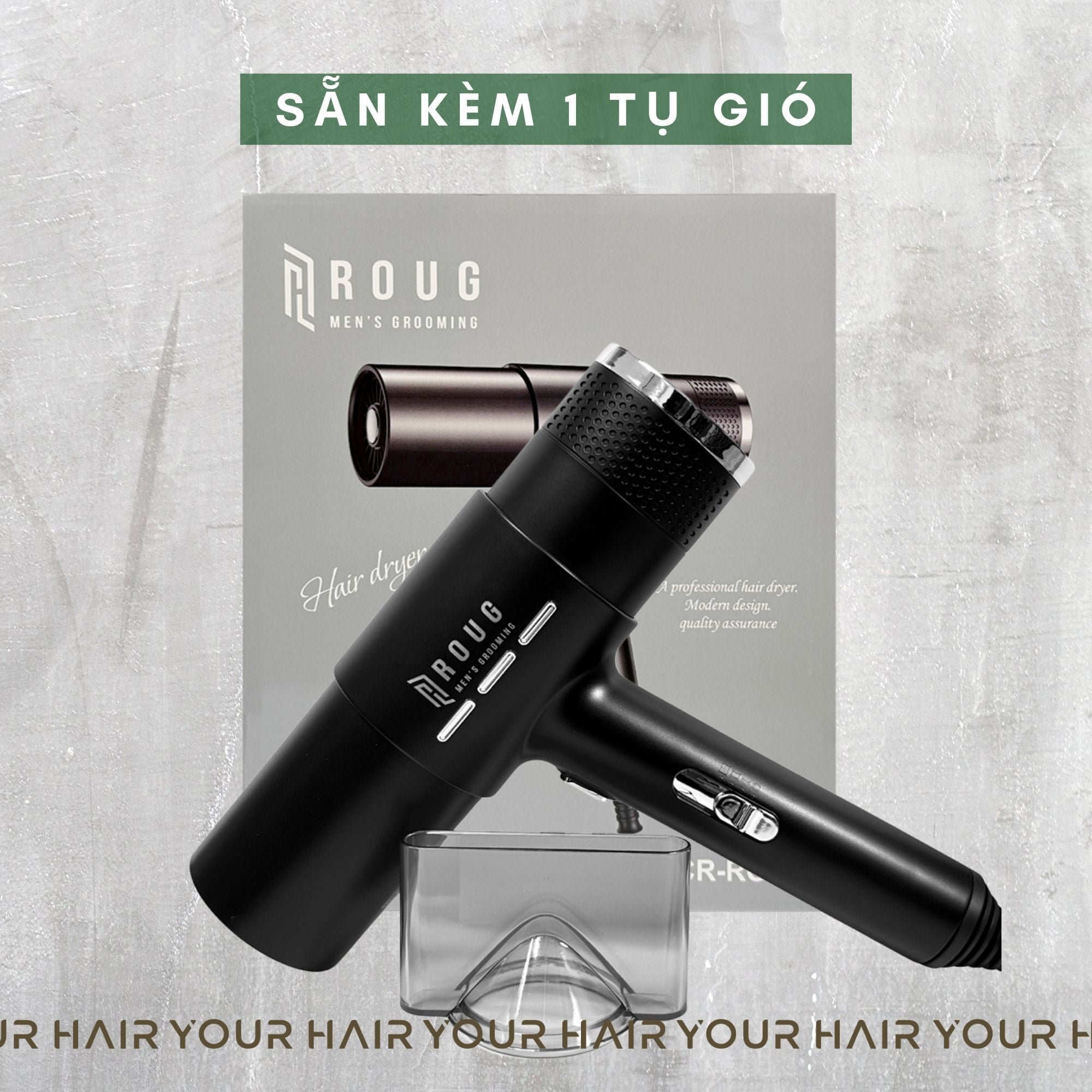 [BẢO HÀNH 4 THÁNG] Máy sấy tóc Roug công suất 2000w Công nghệ Ion âm - Có sẵn tụ gió - 2 chiều nóng lạnh