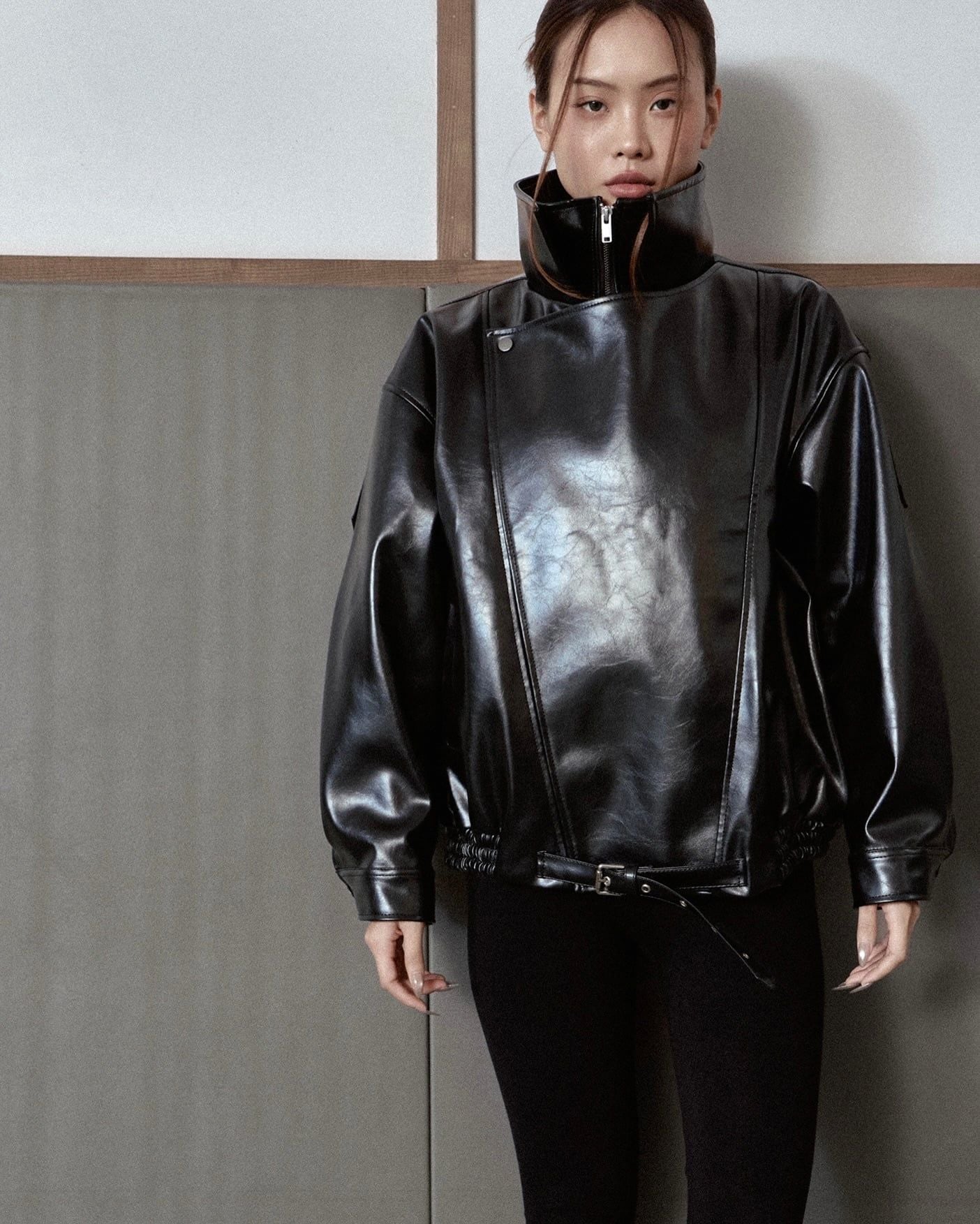 ASYMMETRIC LEATHER JACKET