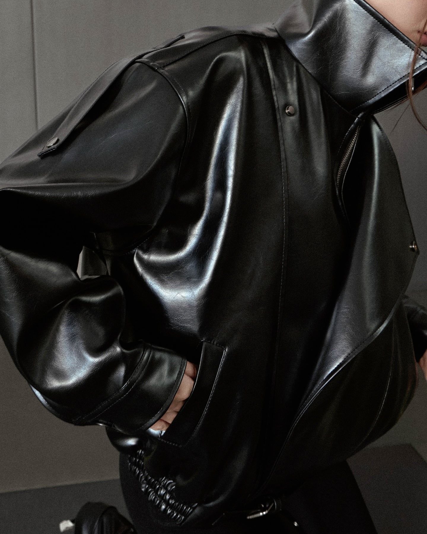 ASYMMETRIC LEATHER JACKET