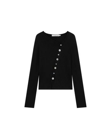  Áo Thun Nữ Tay Dài Nút Cong - SHELL BUTTON TOP 
