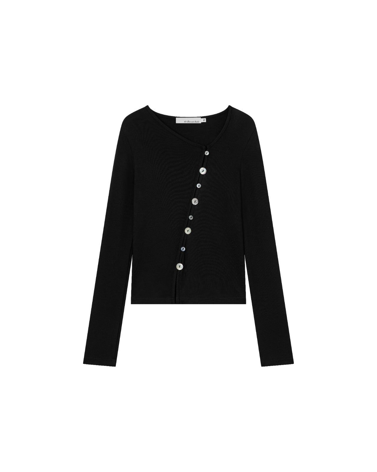 Áo Thun Nữ Tay Dài Nút Cong - SHELL BUTTON TOP