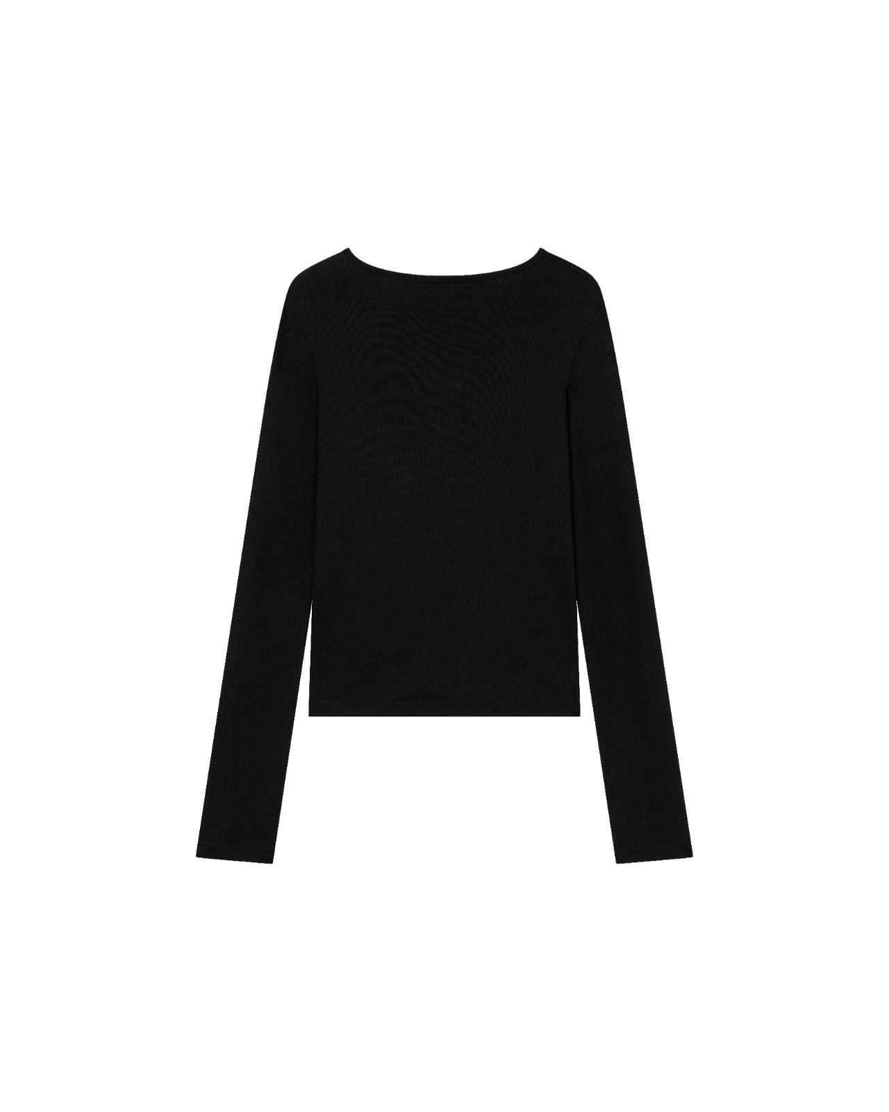 Áo Thun Nữ Tay Dài Nút Cong - SHELL BUTTON TOP