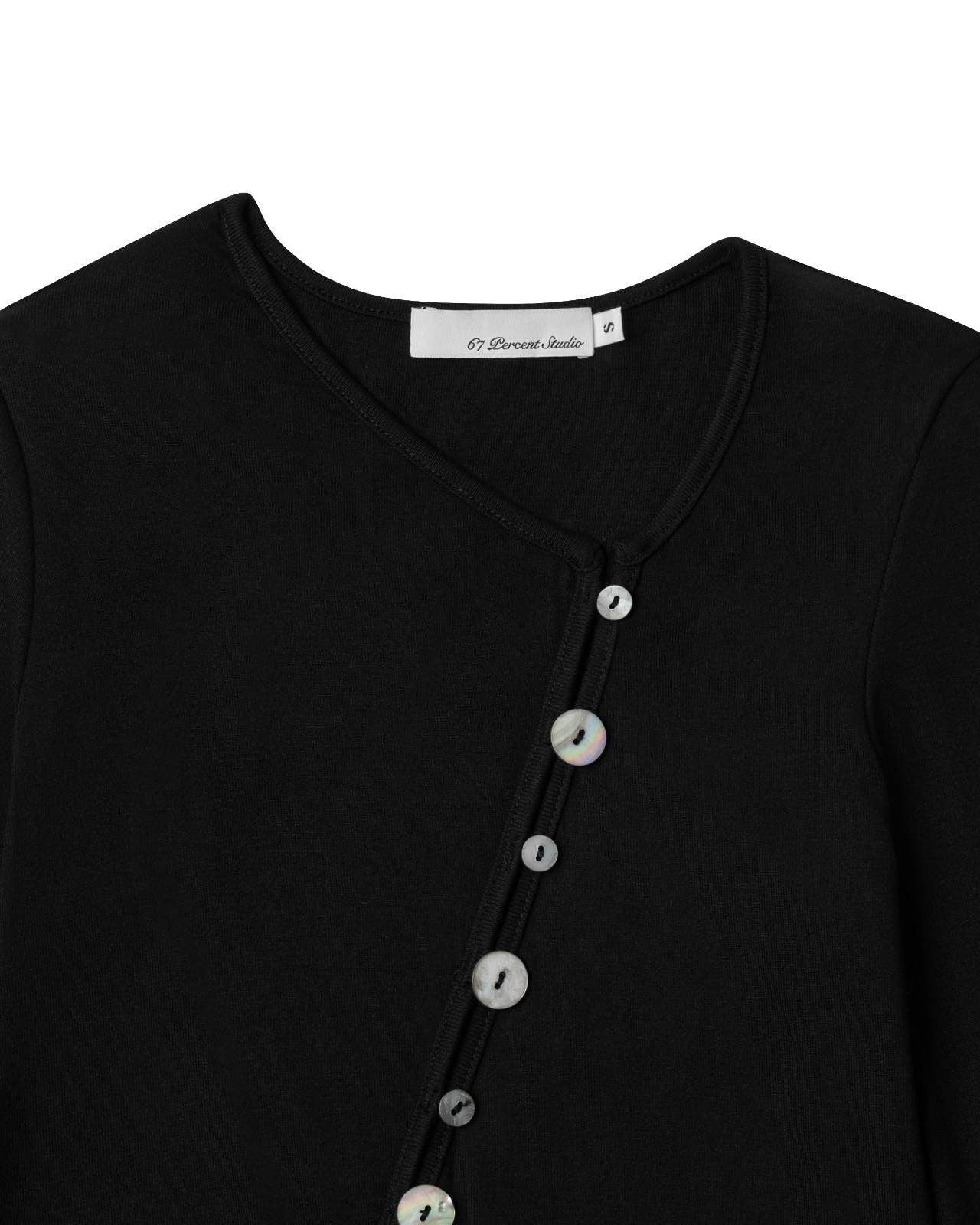 Áo Thun Nữ Tay Dài Nút Cong - SHELL BUTTON TOP