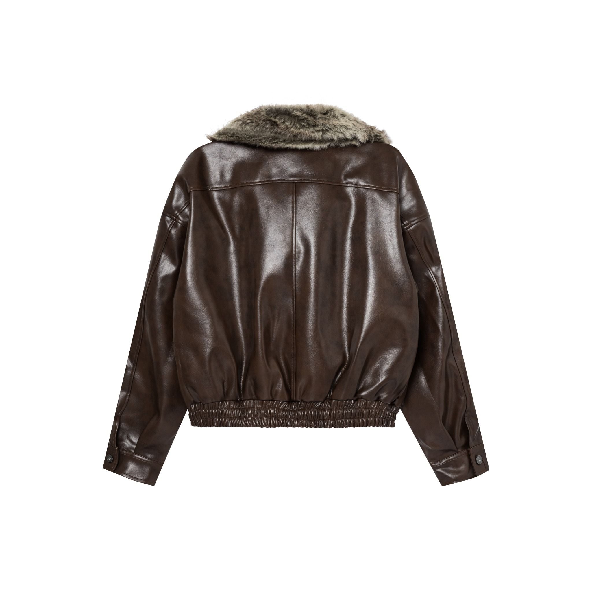 FUR-TRIMMED LEATHER JACKET