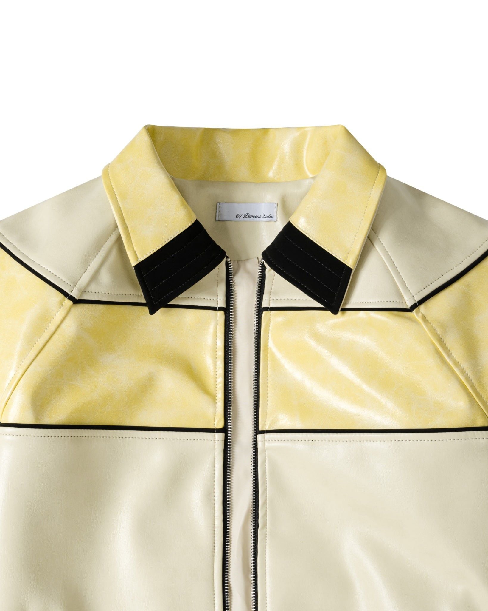 Áo Khoác Da Dáng Lửng Phối Màu Vàng Trắng TK - SATRIA LEATHER JACKET