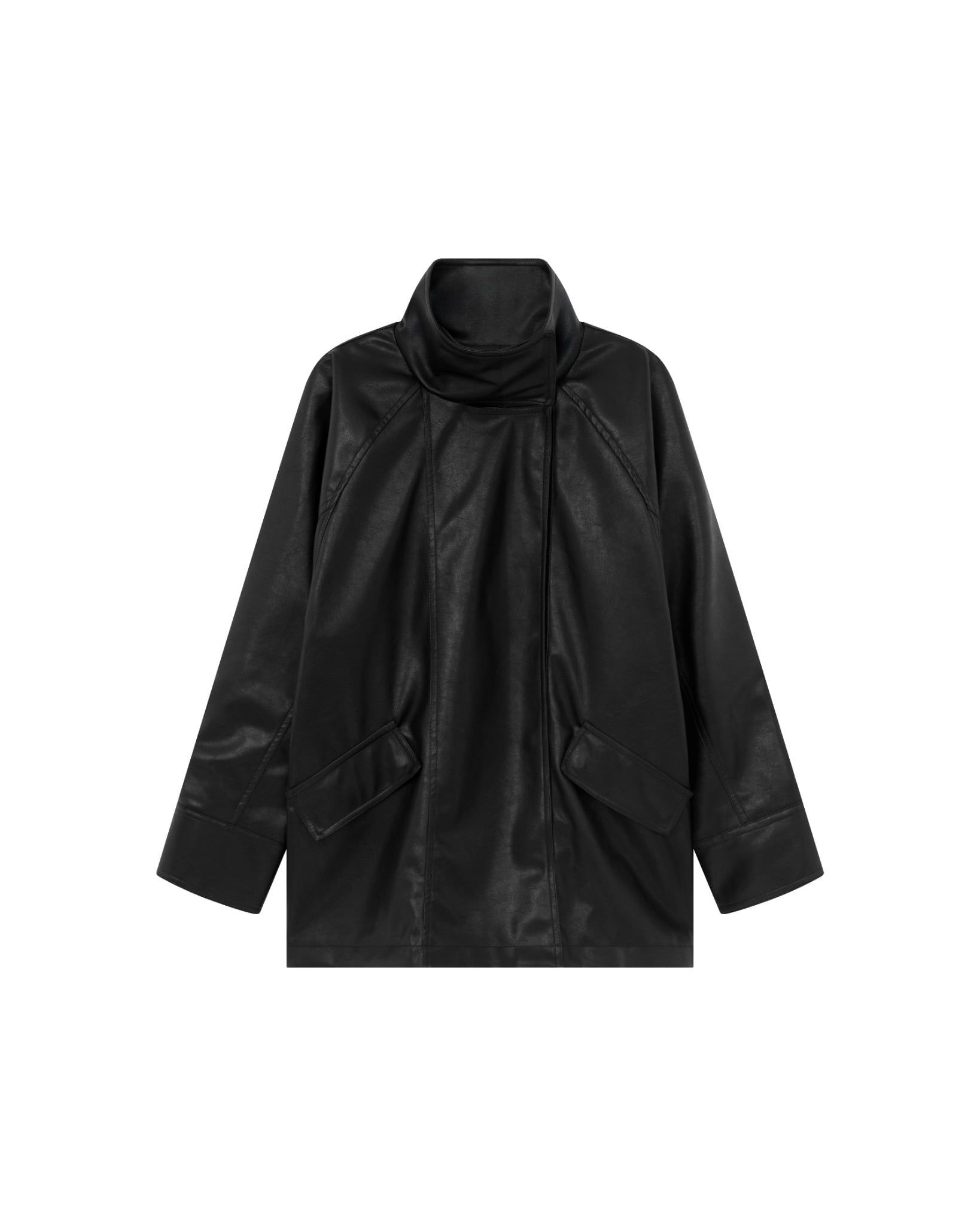 HIGH COLLAR LEATHER JACKET