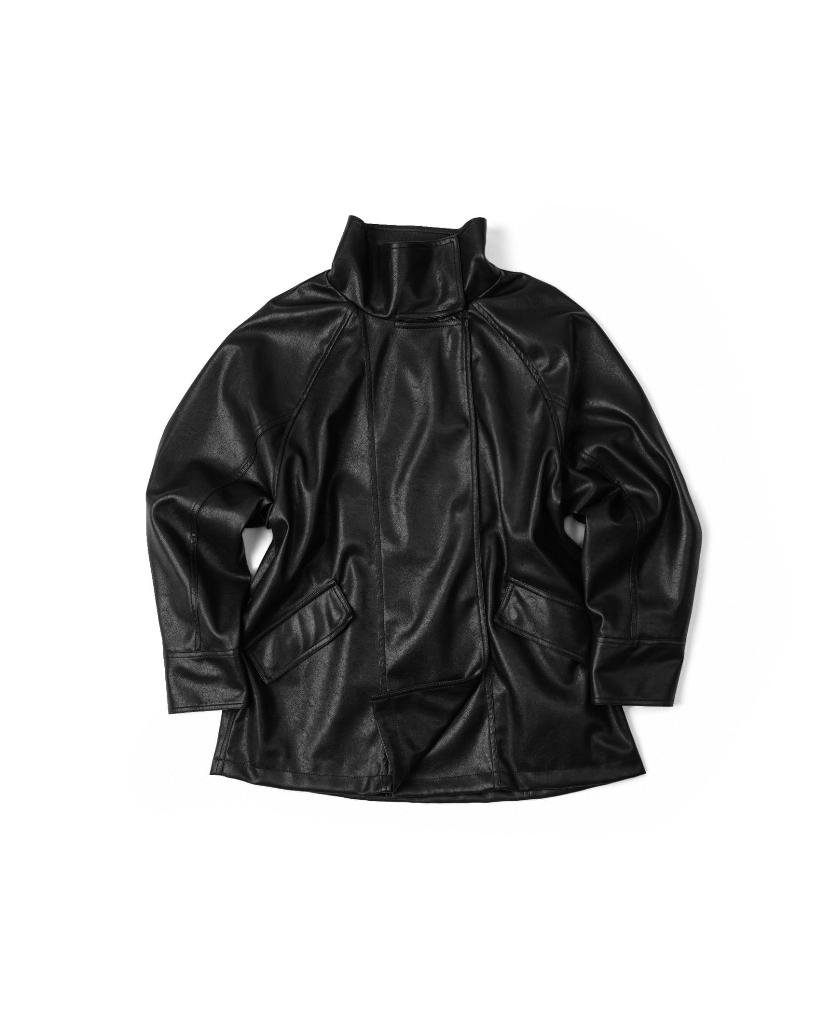 HIGH COLLAR LEATHER JACKET