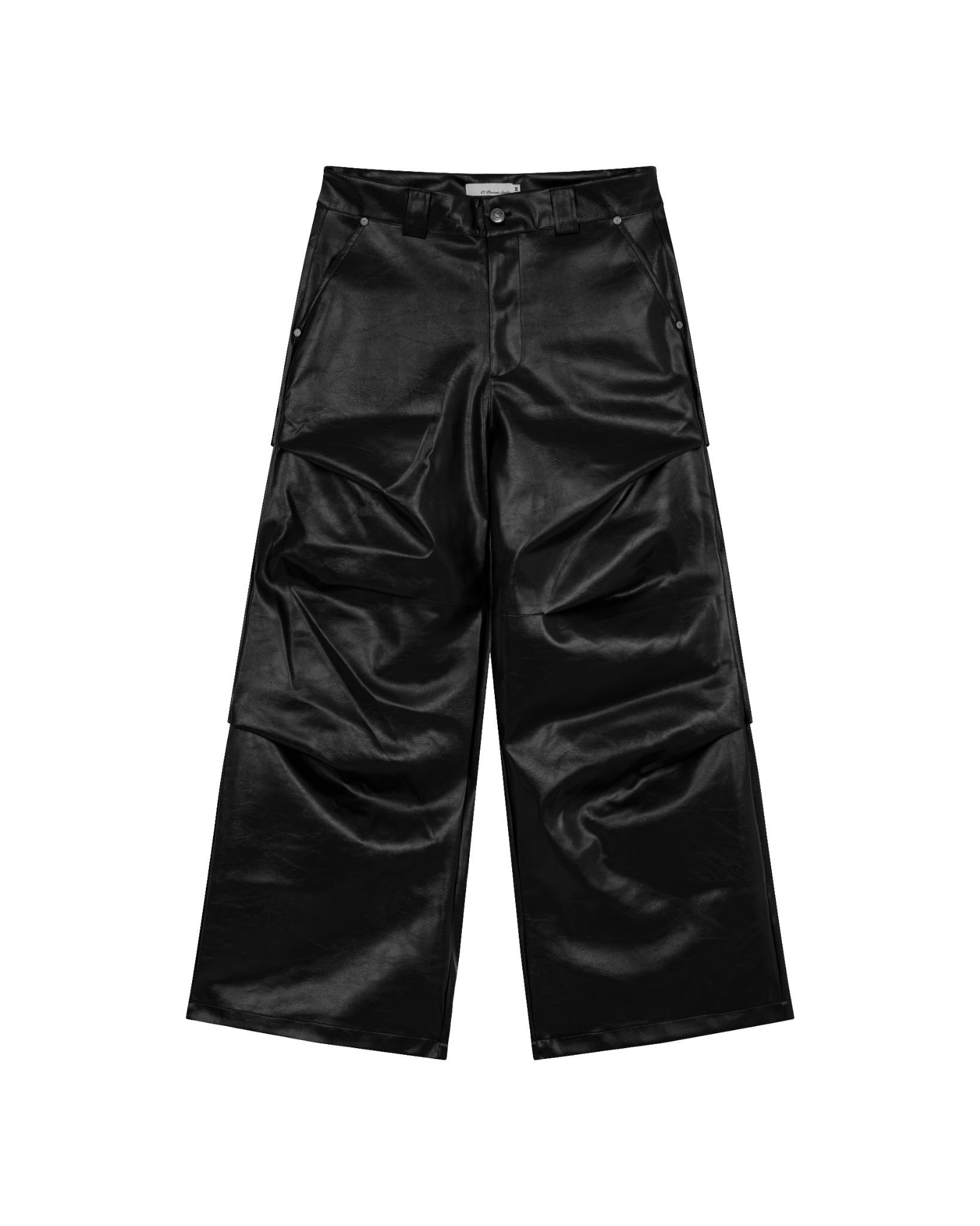 LEATHER PLEATED PANTS