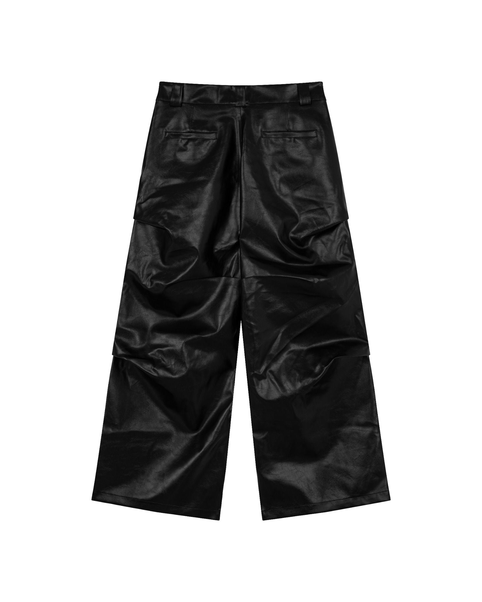 LEATHER PLEATED PANTS