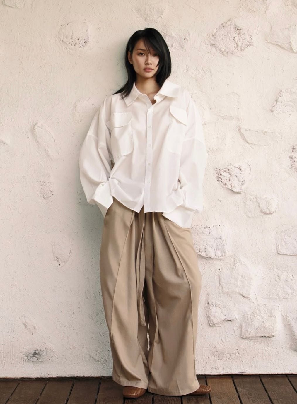 LINEN BOX PLEATED PANTS