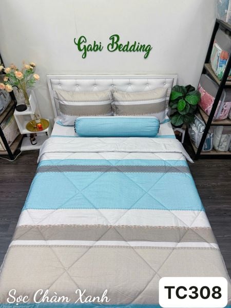  Tencel Sọc Chàm Xanh 