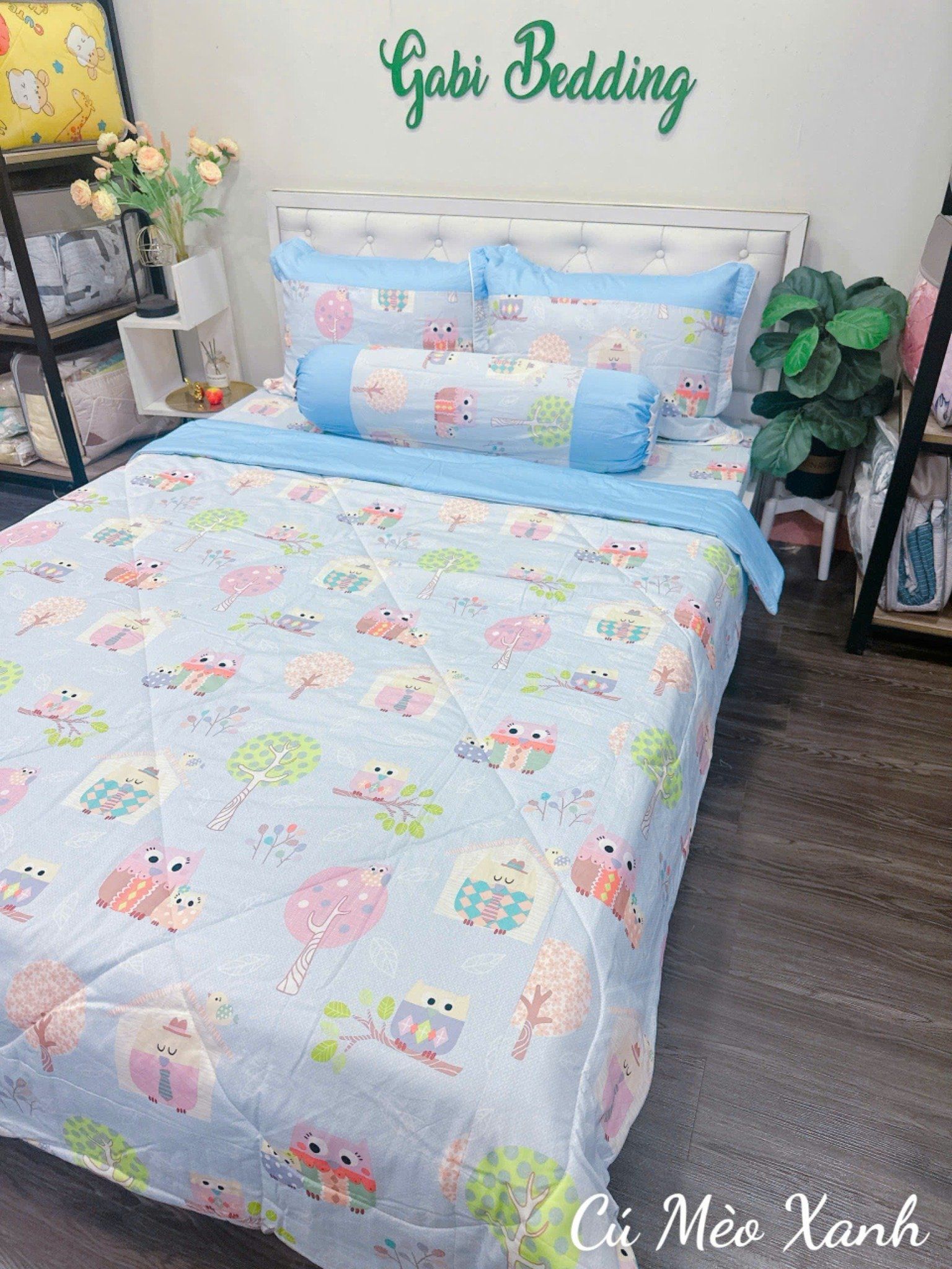  Satin Cú Mèo Xanh 