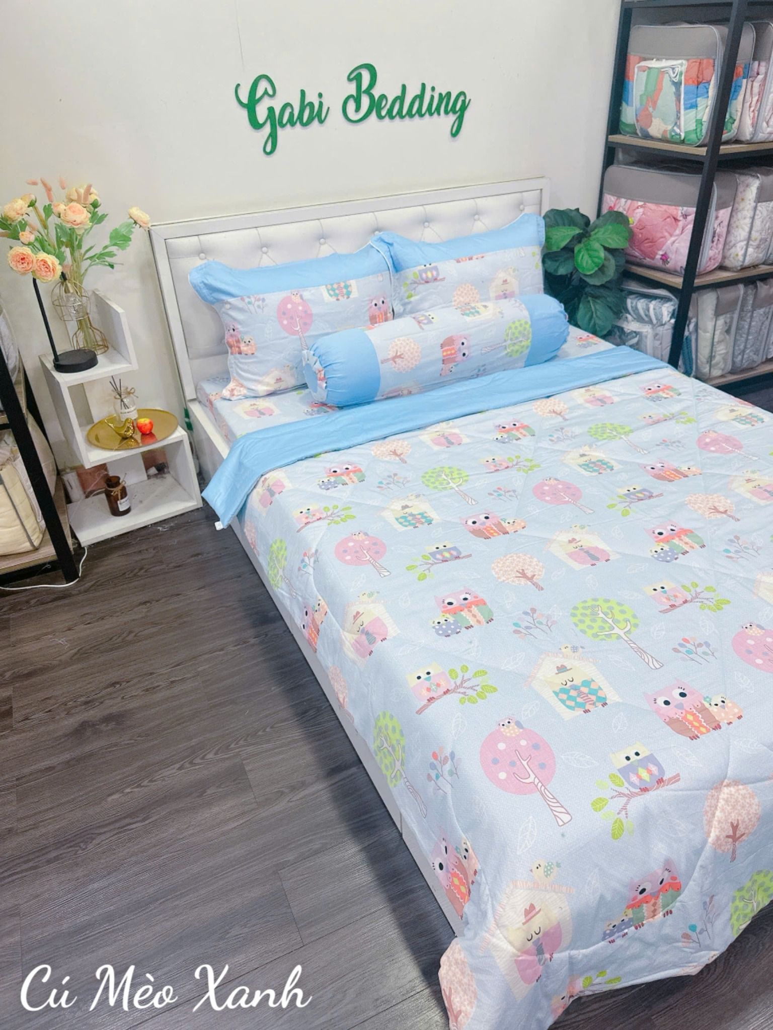  Satin Cú Mèo Xanh 