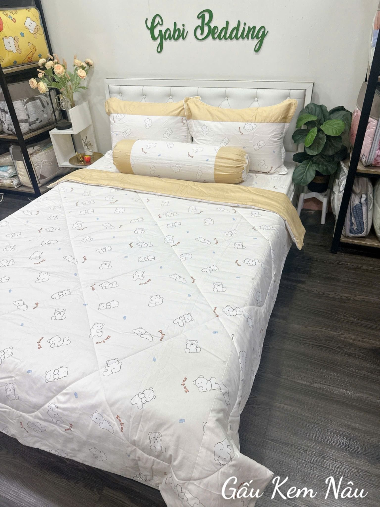  Satin Gấu Kem Nâu 