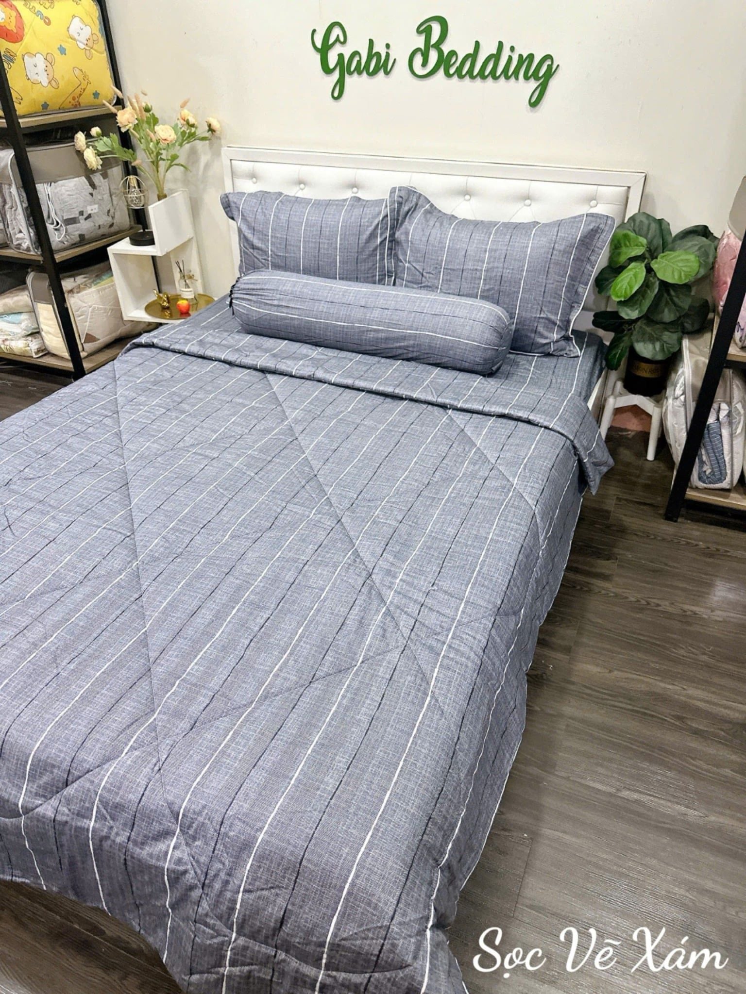  Satin Sọc Vẽ Xám 