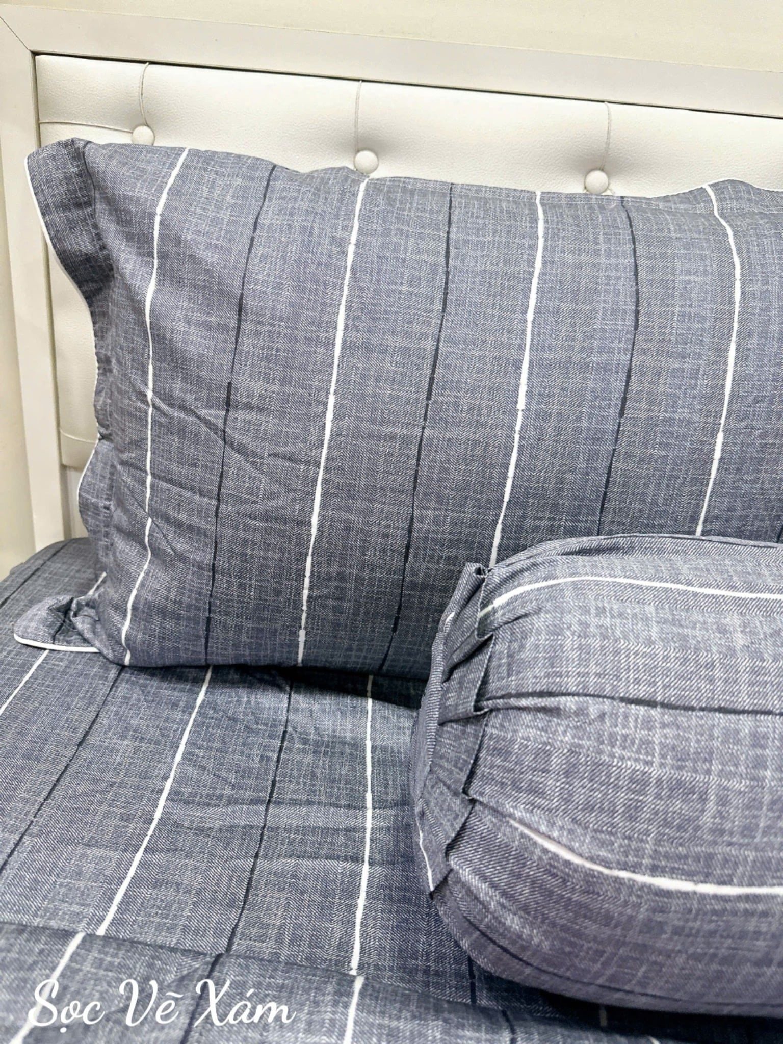  Satin Sọc Vẽ Xám 