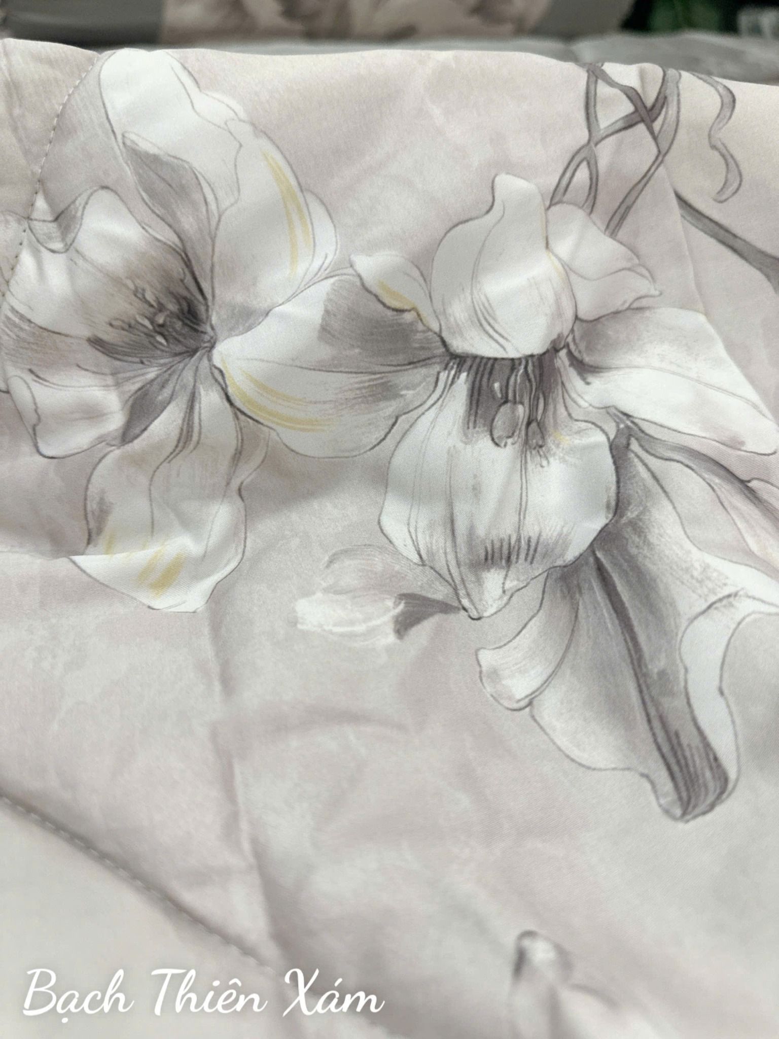  Lụa Tơ Tằm Bạch Thiên Xám 