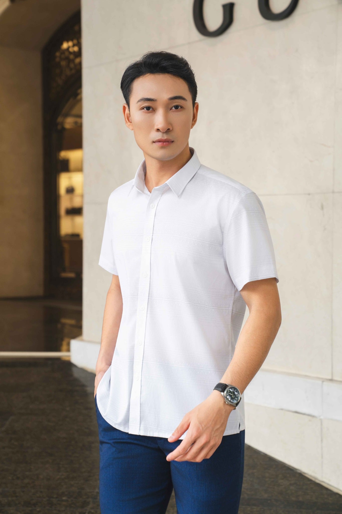 Áo sơ mi nam ngắn tay CALUCI MSS6354R