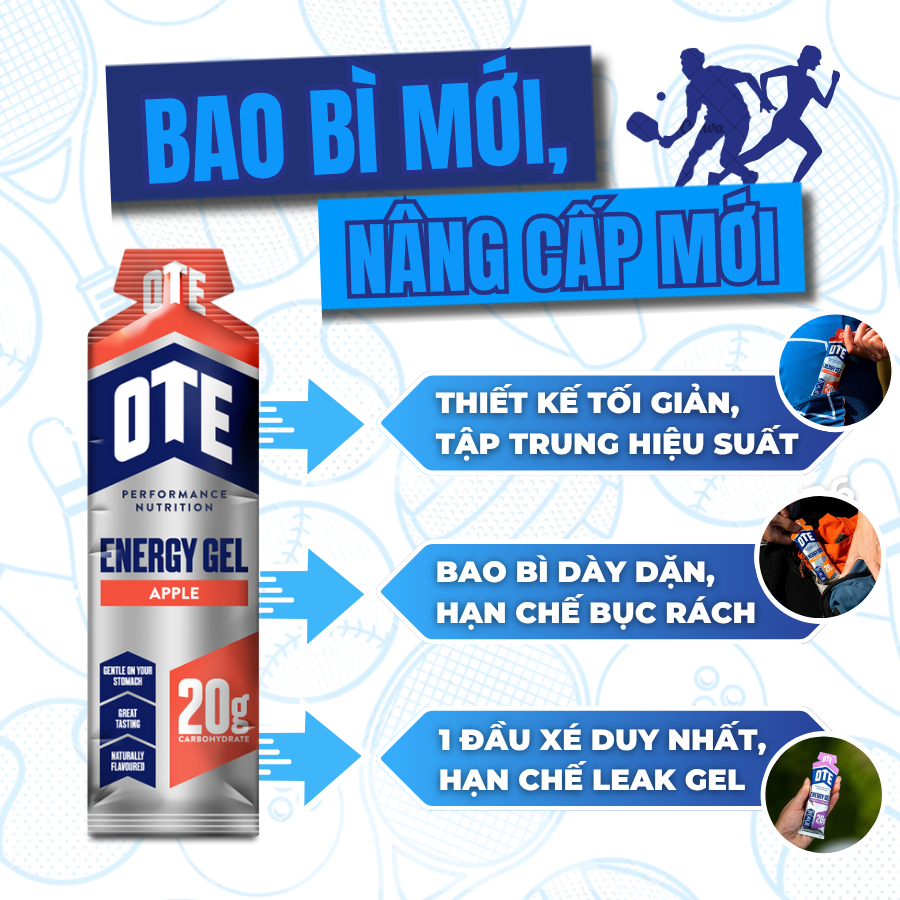  Pack 12 gói Thực phẩm bổ sung OTE Apple Energy Gel (vị táo) 
